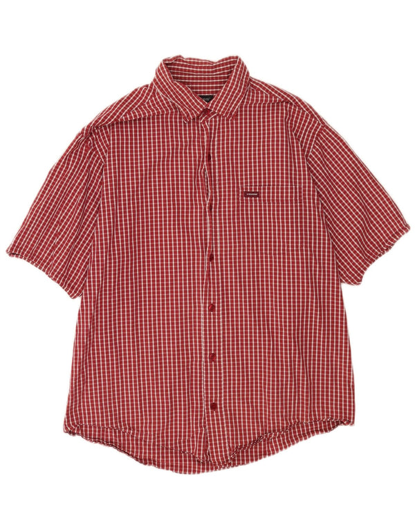 Kickers Mens Short Sleeve Shirt Large Red Check Cotton