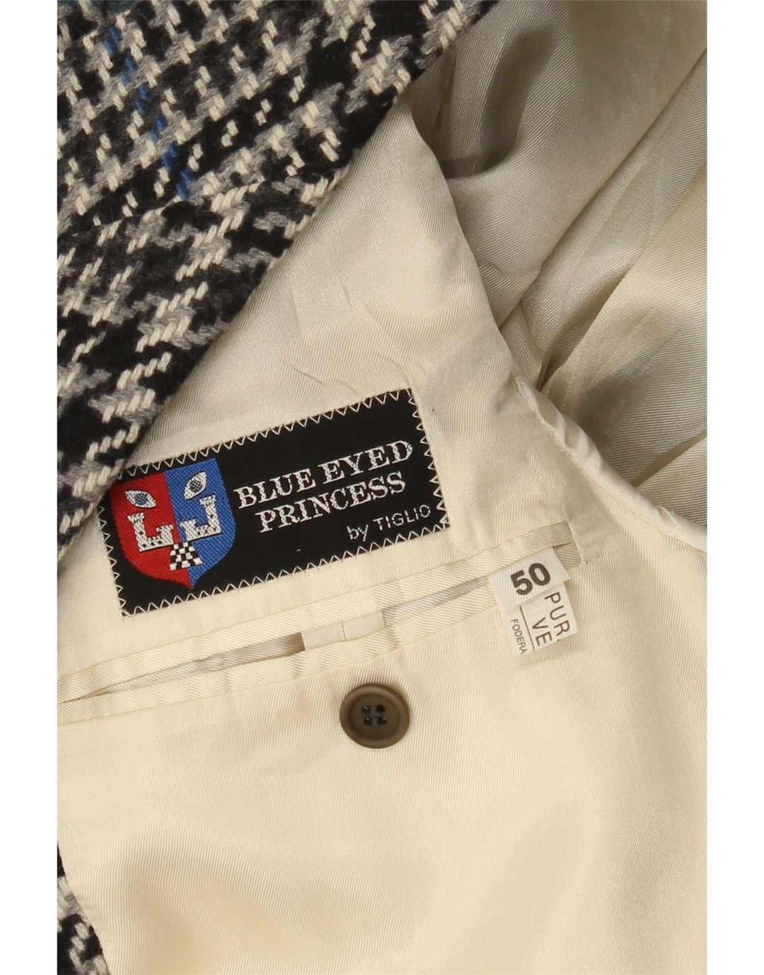 Tiglio muška jakna sa 2 gumba IT 50 Large Gray Houndstooth Djevičanska vuna