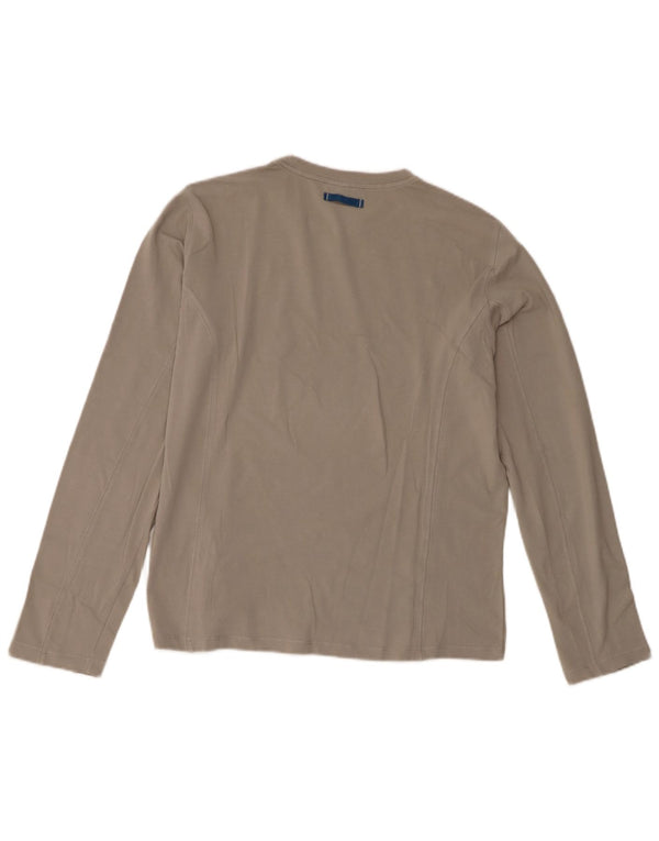 Trussardi Jeans Womens Graphic Top Long Sleeve UK 14 Medium Grey Cotton