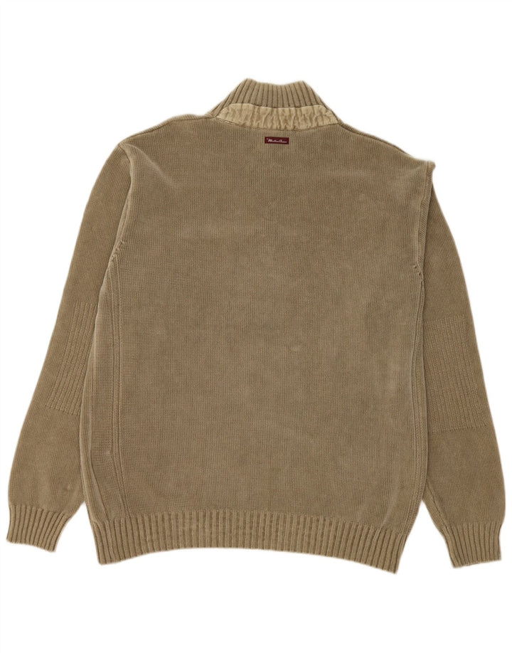 MARLBORO CLASSICS muški džemper s dugmadima i ovratnikom XL kaki pamuk