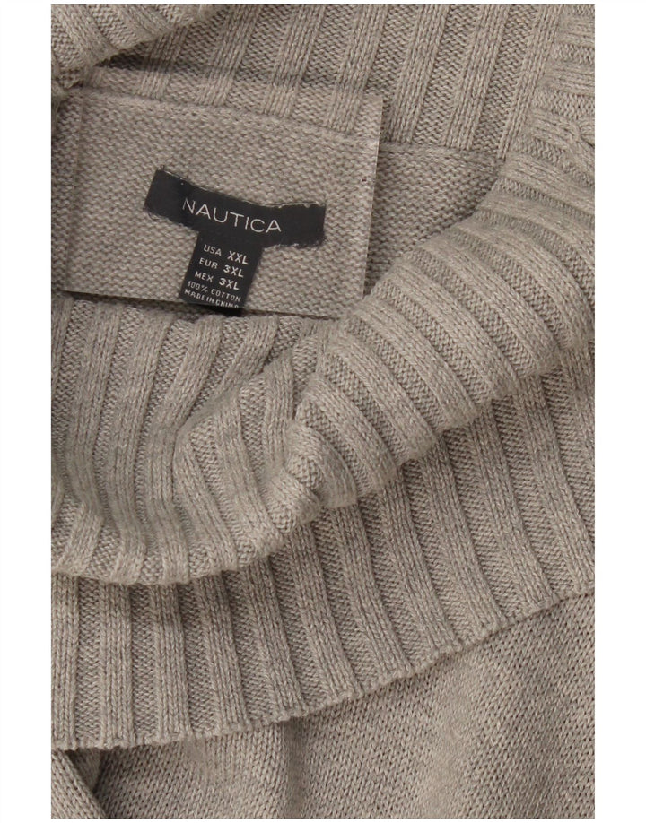 NAUTICA Ženski pulover s rol izrezom UK 20 2XL Sivi pamuk