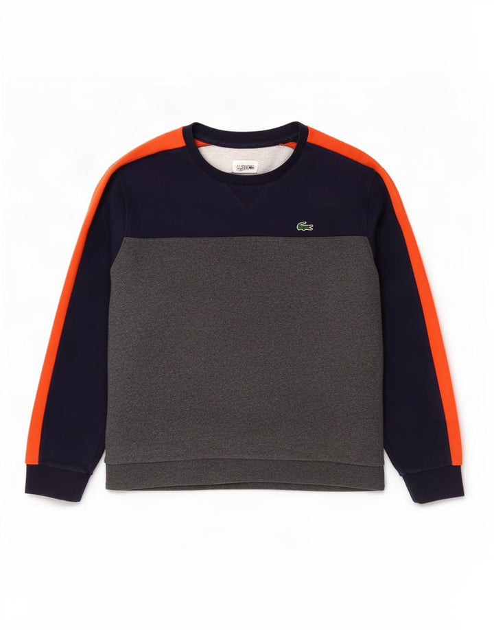 Lacoste muški džemper veličine 8 3XL sivi pamuk u blokovima boja