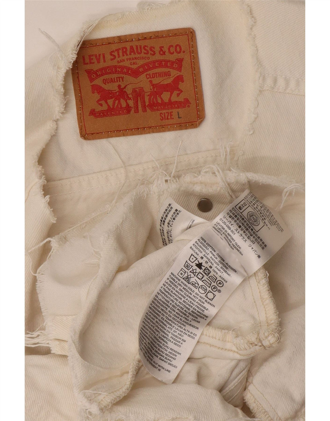 LEVI'S Ženska kratke traper majice UK 16 Veliki bijeli pamuk