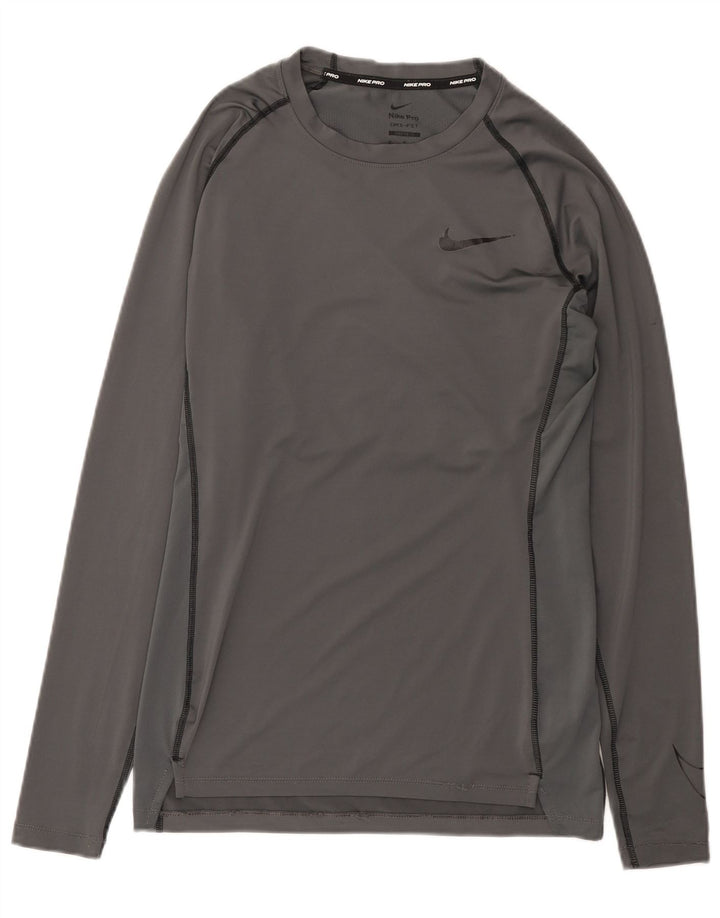Nike muška Dri Fit majica dugih rukava srednje sivi poliester