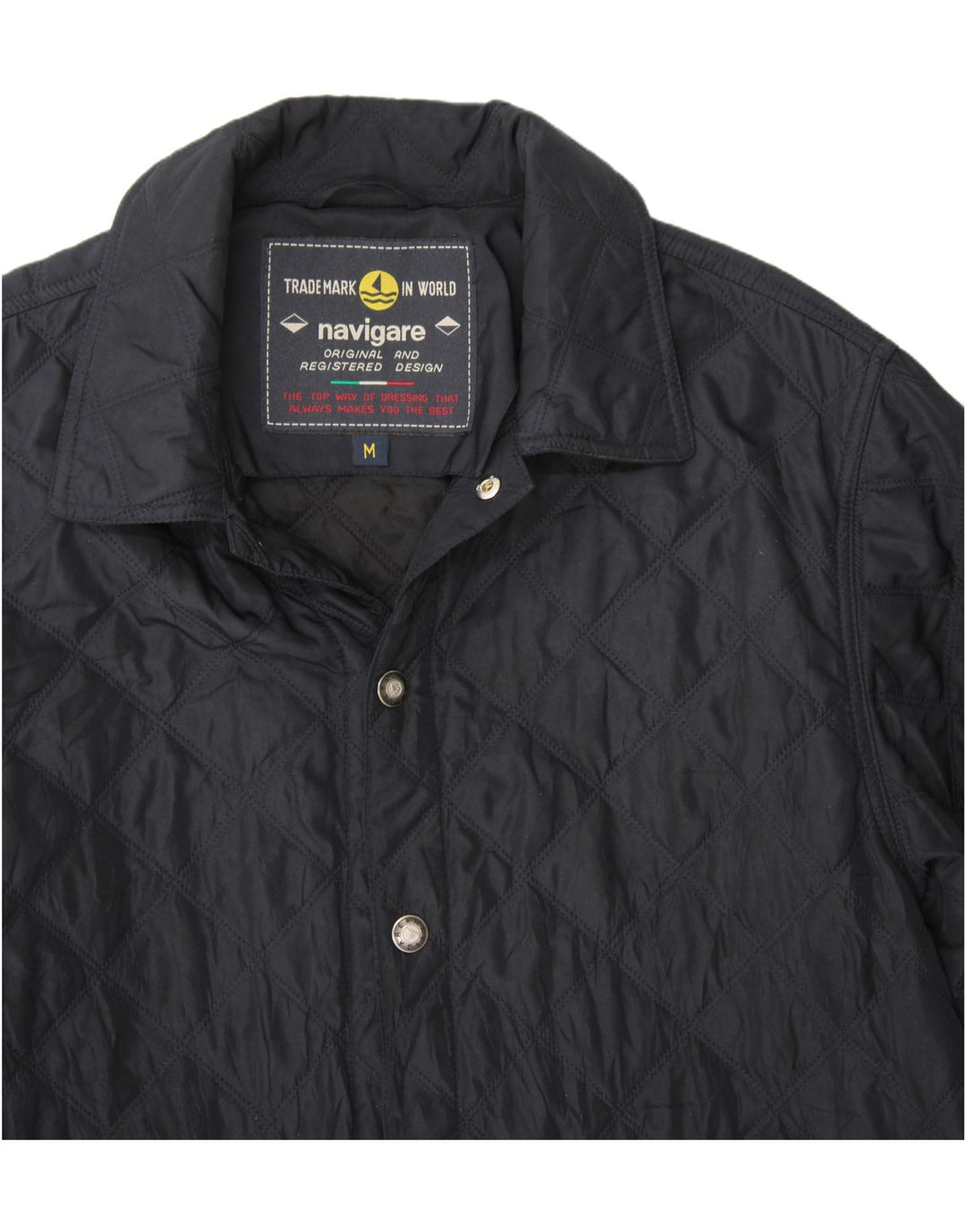 NAVIGARE Mens Quilted Jacket UK 38 Medium Navy Blue Vintage Navigare and Second-Hand Navigare from Messina Hembry 
