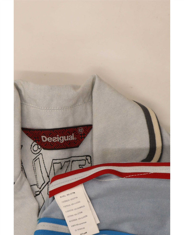 Desigual ženski sako s 3 gumba, veliki plavi pamuk EU 42