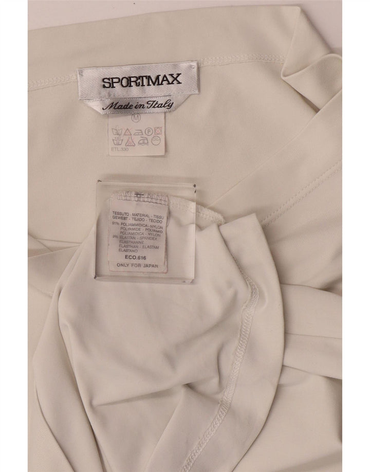 Sportmax ženska majica s kratkim rukavima dugih rukava UK 12 Srednje prljavo bijeli poliamid