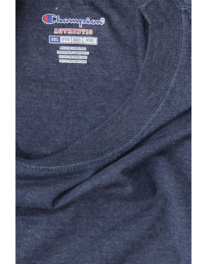 CHAMPION Mens Top Long Sleeve 2XL Navy Blue Cotton Vintage Champion and Second-Hand Champion from Messina Hembry 