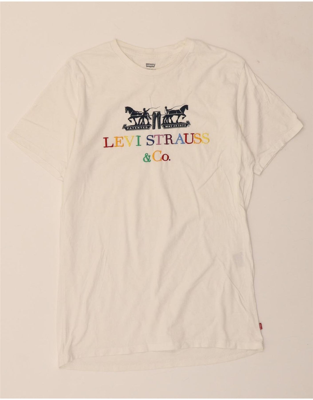 LEVI'S Mens Graphic T-Shirt Top Medium White Vintage Levi's and Second-Hand Levi's from Messina Hembry 