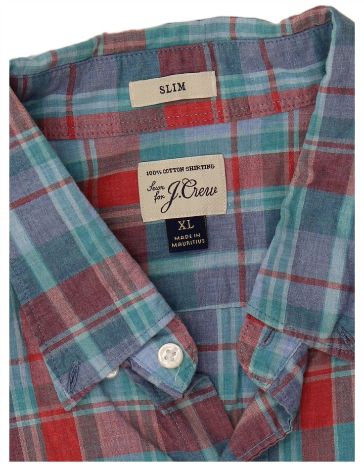 J. Crew muška tanka košulja XL plavi karirani pamuk