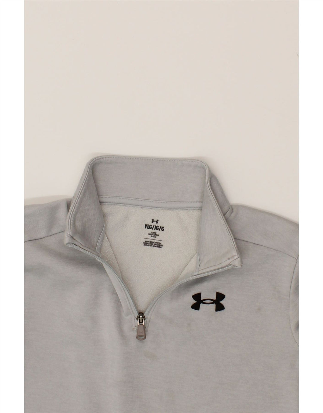 UNDER ARMOUR Boys Zip Neck Sweatshirt Jumper 11-12 Years Large Grey Vintage Under Armour and Second-Hand Under Armour from Messina Hembry 