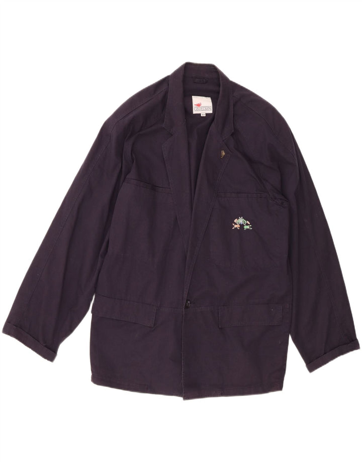 GB.PEDRINI Mens 1 Button Blazer Jacket IT 48 Medium Navy Blue Cotton Vintage GB.PEDRINI and Second-Hand GB.PEDRINI from Messina Hembry 
