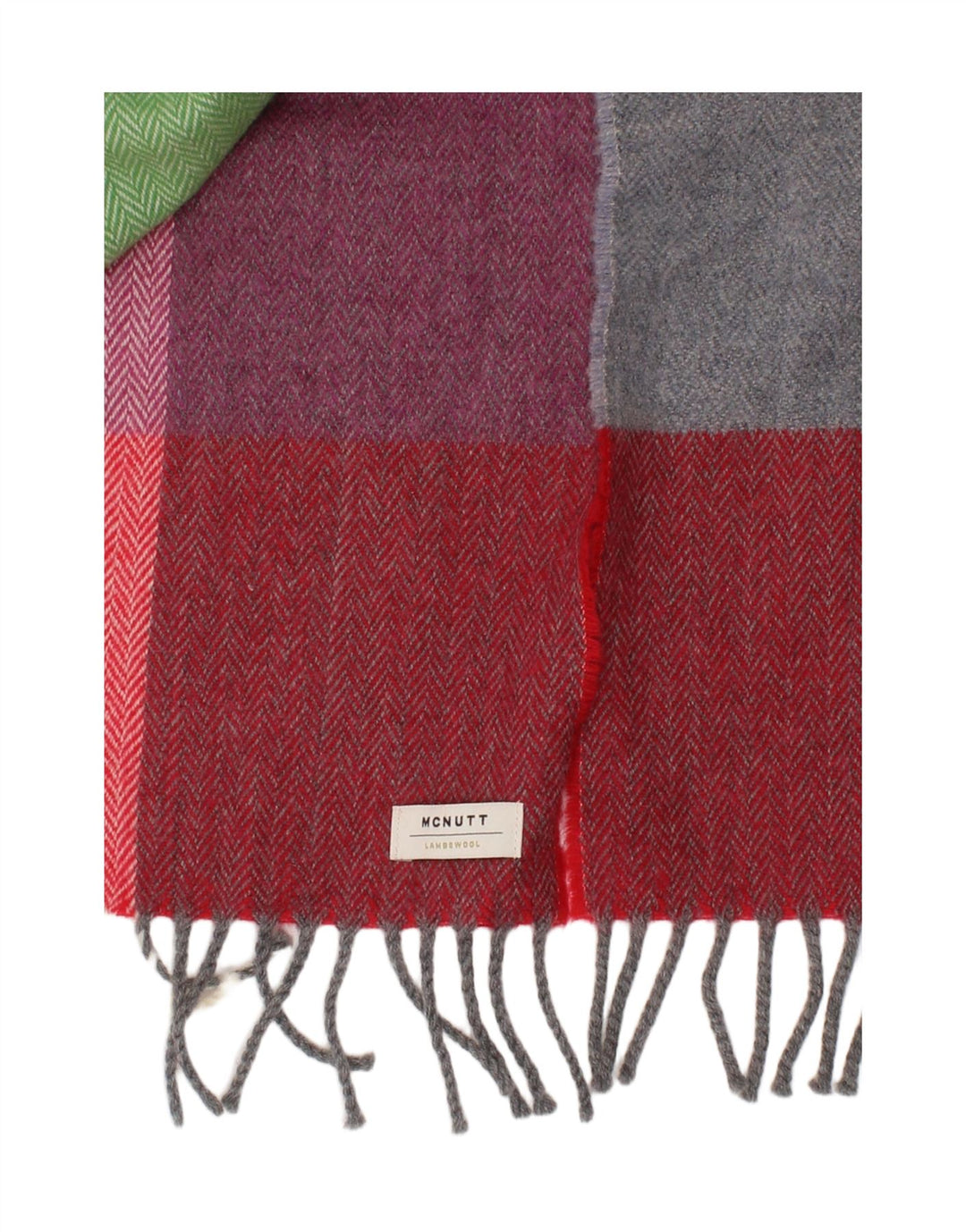 MCNUTT Womens Rectangle Scarf One Size Multicoloured Check Lambswool