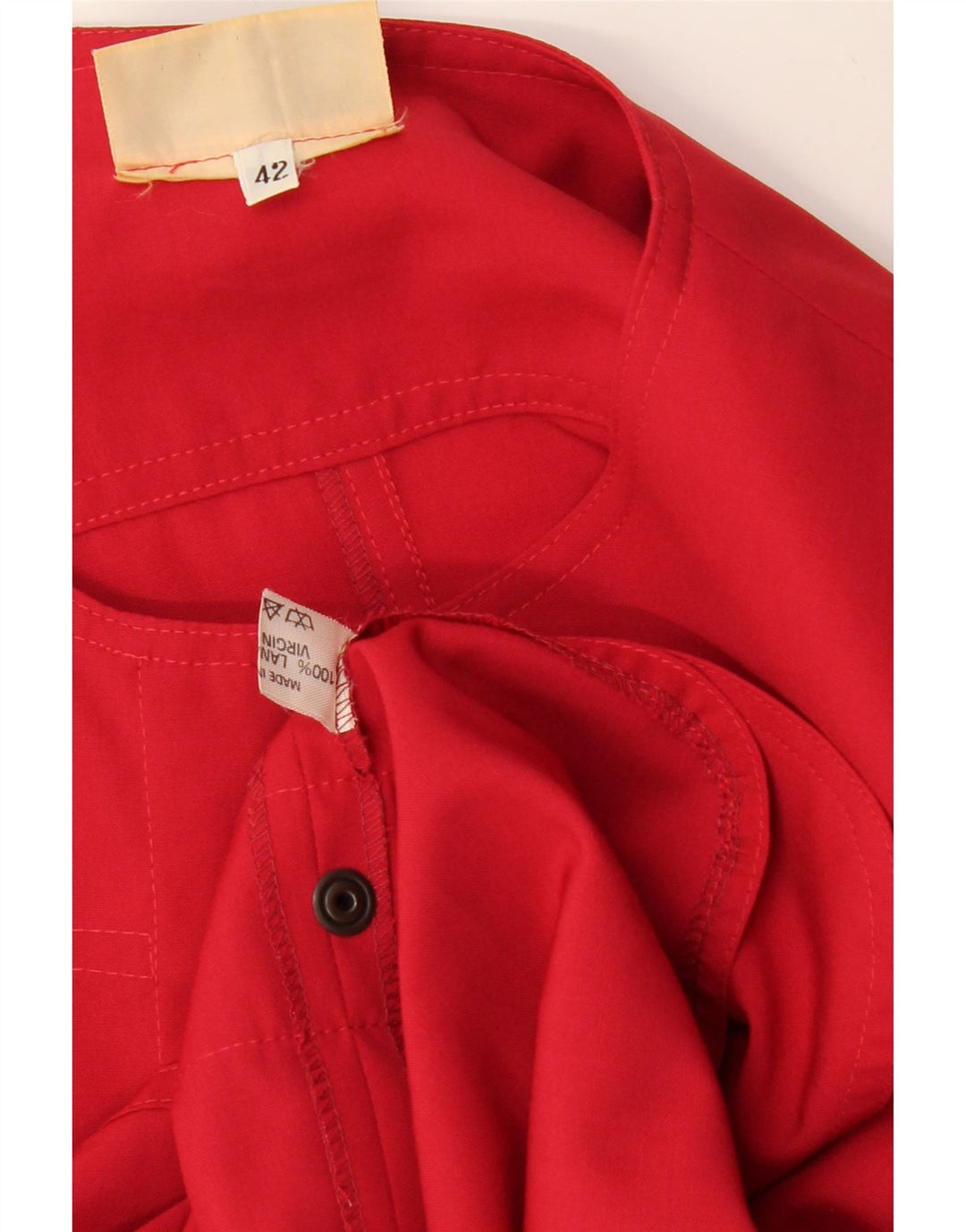 VINTAGE Ženska košulja bluza IT 42 Srednje crvena djevičanska vuna