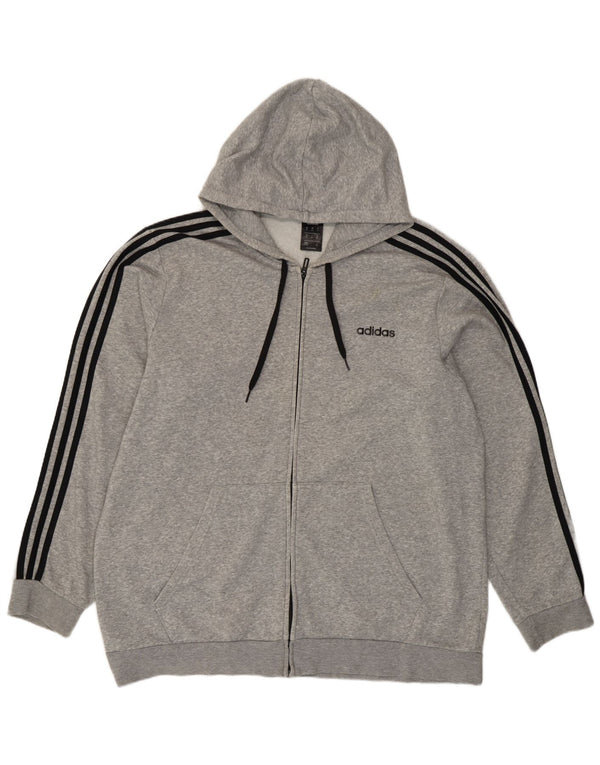 Adidas muški pulover s kapuljačom na patentni zatvarač 2XL, sivi flekasti pamuk