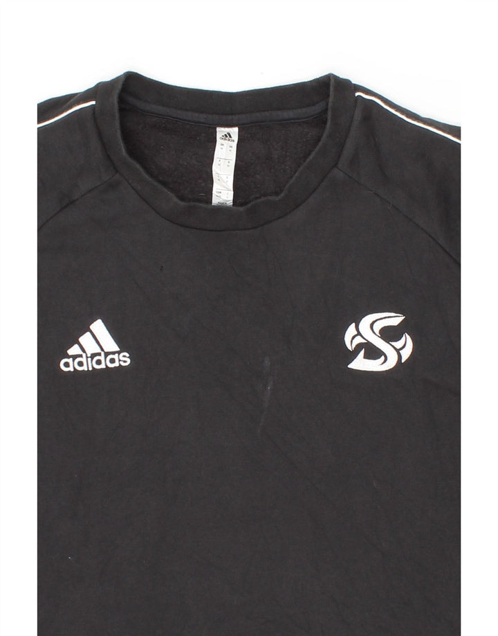 ADIDAS Mens Graphic Sweatshirt Jumper Medium Black Cotton Vintage Adidas and Second-Hand Adidas from Messina Hembry 