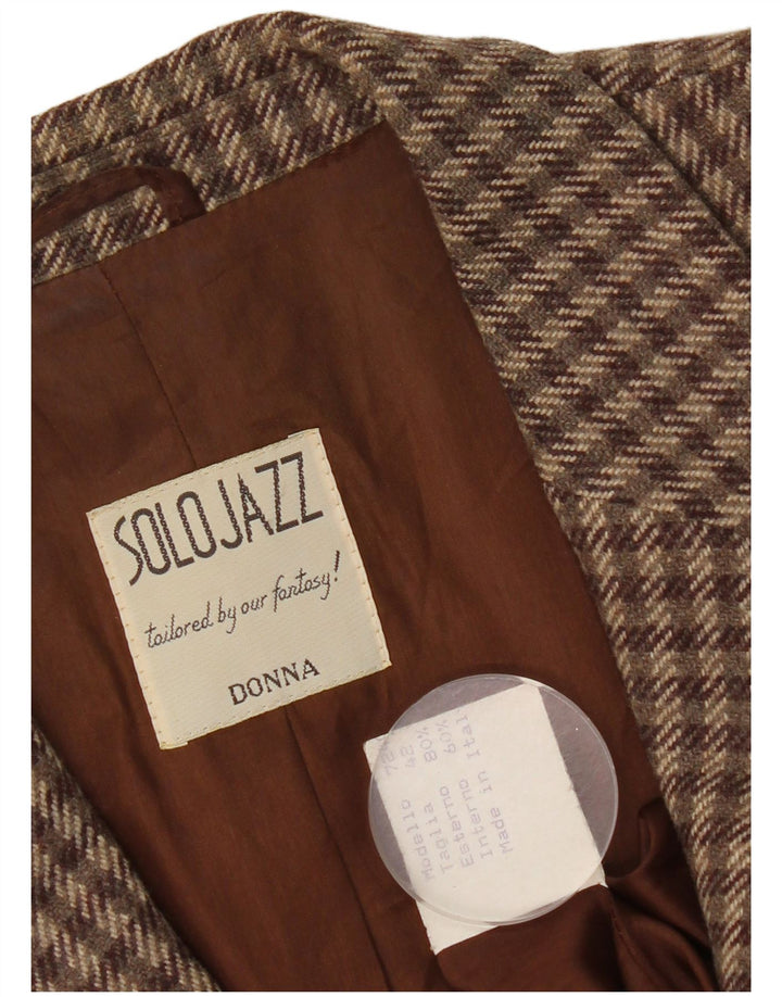 Vintage ženski sako sa 2 gumba IT 42 srednje smeđe vunene zube