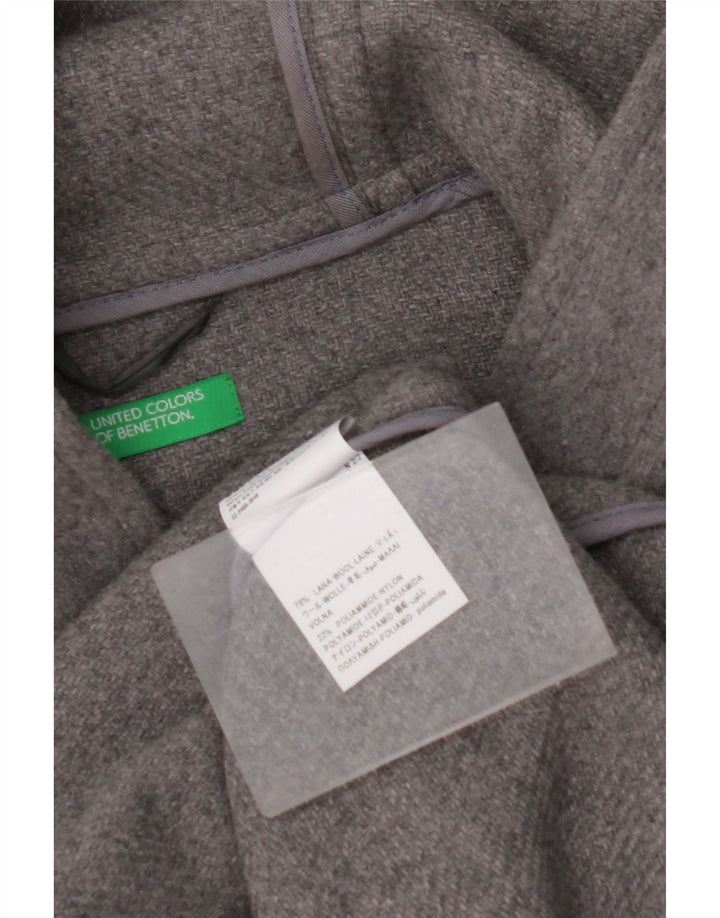 BENETTON Muški Duffle Coat s kapuljačom UK 42 XL Siva vuna