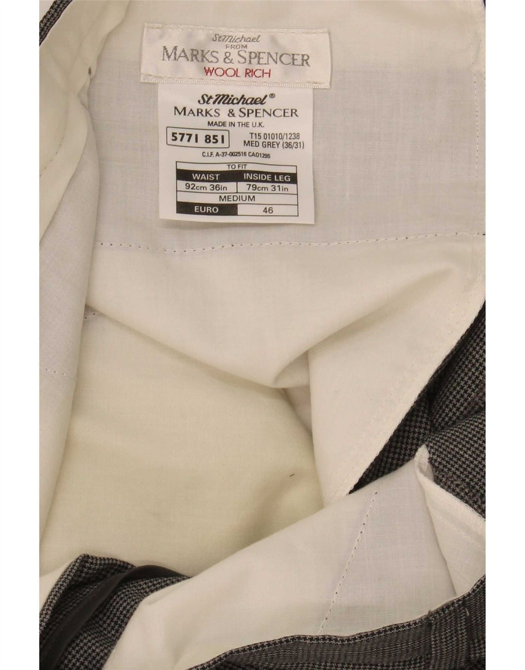 Marks & Spencer muške hlače St. Michael odijela W36 L31 sive ptičje zube