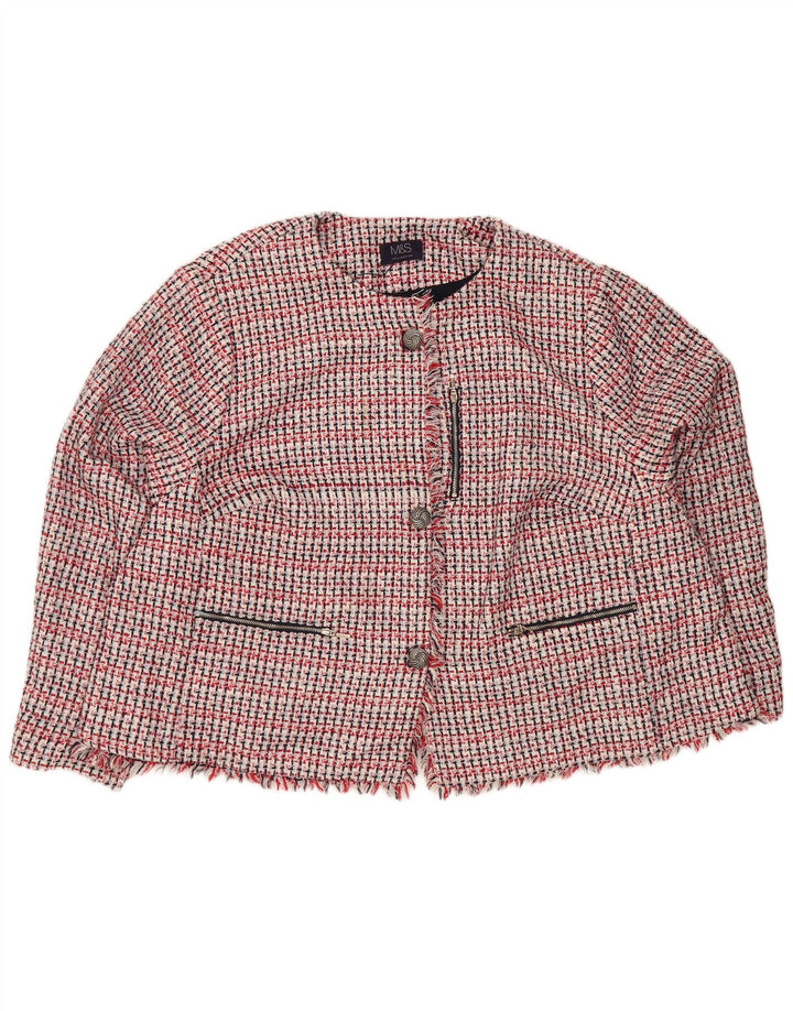 Marks & Spencer ženska jakna sako s 3 gumba UK 30 6XL crveni karirani poliester