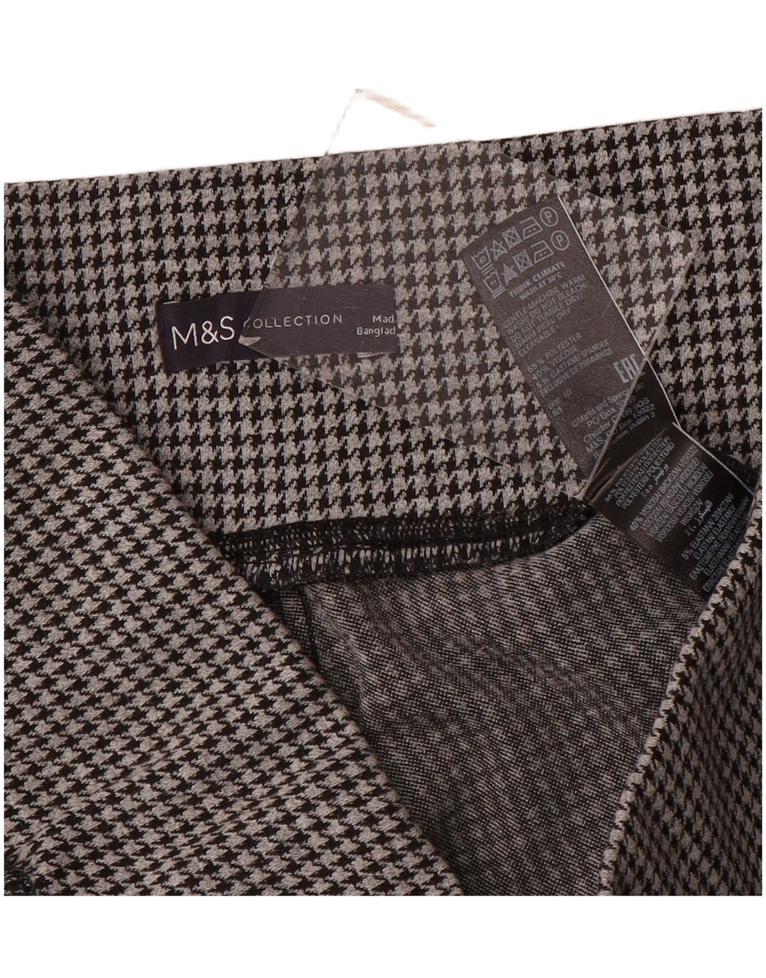 Marks & Spencer ženske tajice UK 14 velike sive houndstooth poliester
