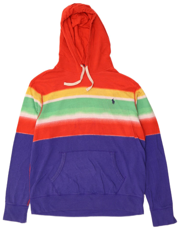 Polo Ralph Lauren Mens Hoodie Jumper Large Multicoloured Striped Cotton