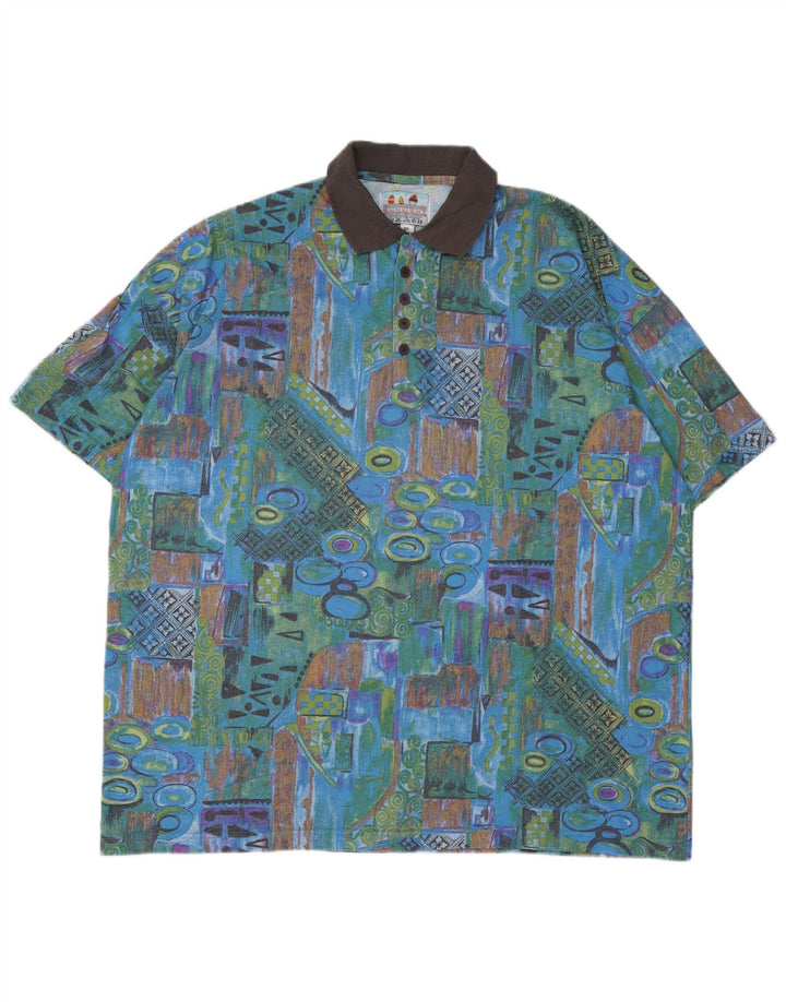 VINTAGE muška polo majica UK 45/46 2XL Raznobojni patchwork pamuk