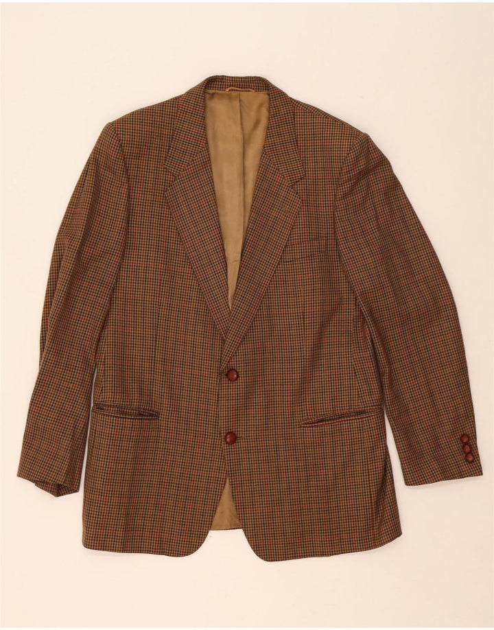 LUIGI BOTTO Mens 2 Button Blazer Jacket IT 52 XL Brown Check Wool Vintage Luigi Botto and Second-Hand Luigi Botto from Messina Hembry 