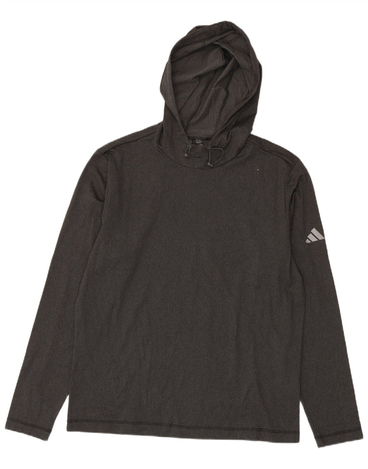 Adidas muška majica s kapuljačom i dugim rukavima srednje sive boje od poliestera