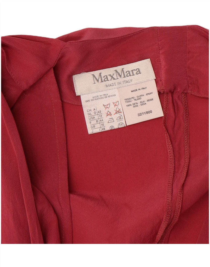 Max Mara ženski gornji dio bluze dugih rukava UK 16 Velika crvena svila