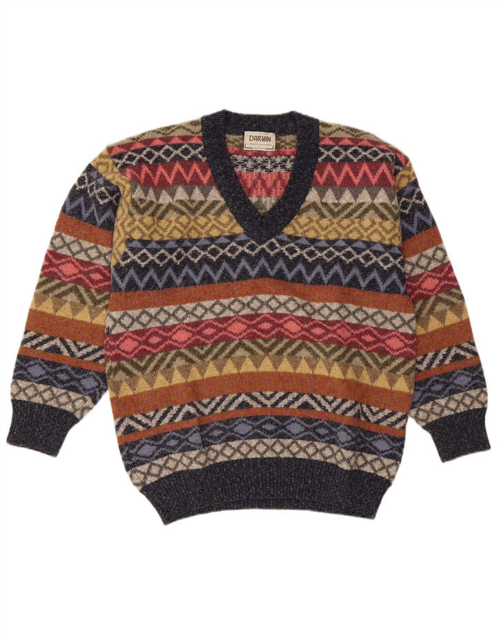 Darwin muški džemper s V-izrezom srednje boje Fair Isle Wool