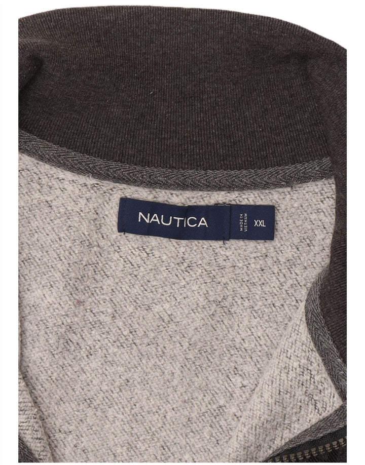 Nautica muška majica s izrezom s patentnim zatvaračem 2XL sivi karirani