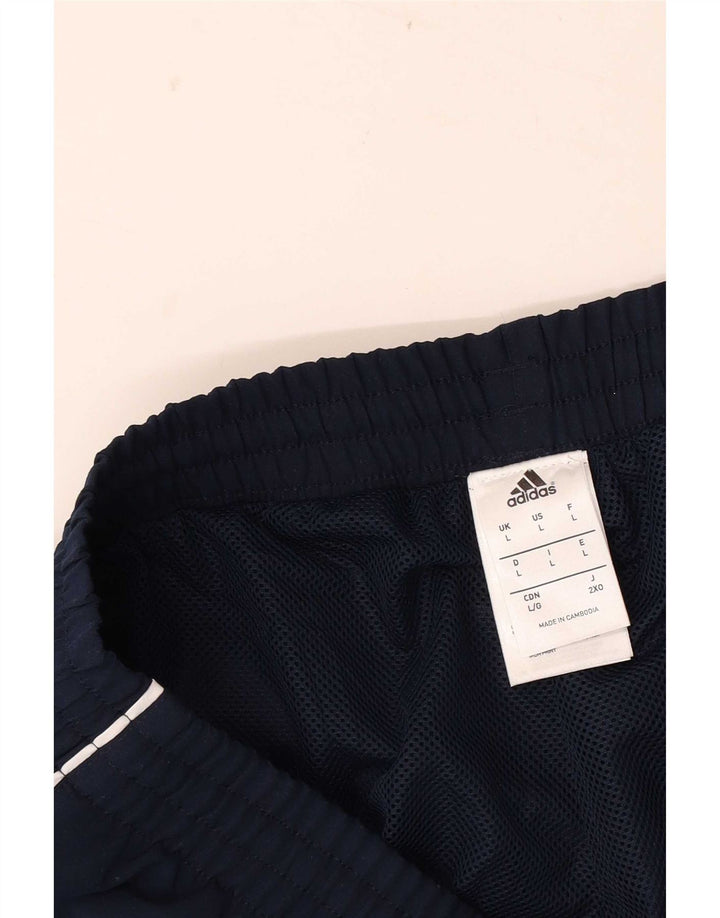 Adidas muške trenirke s grafičkim motivima, velike hlače za trčanje, tamnoplavi poliester
