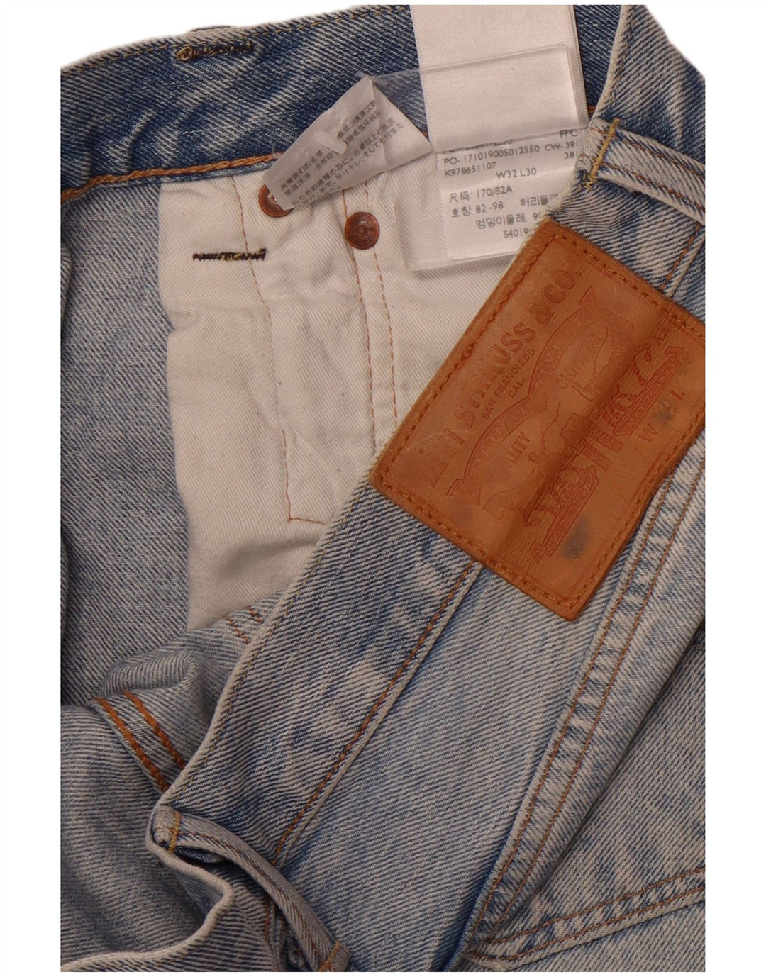 LEVI'S muške 501 ravne traperice W32 L30 plavi pamuk