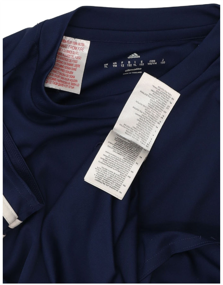 Adidas Boys Climalite T-Shirt Top 11-12 Years Large Navy Blue Poliester