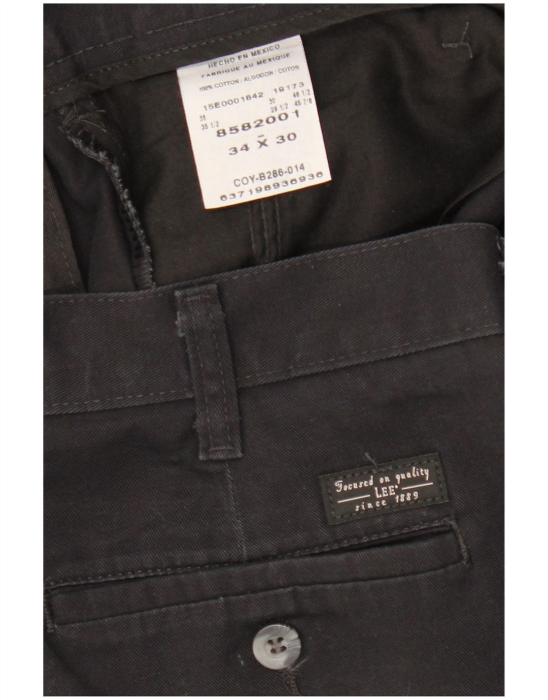 LEE muške ravne chino hlače W34 L30 crni pamuk