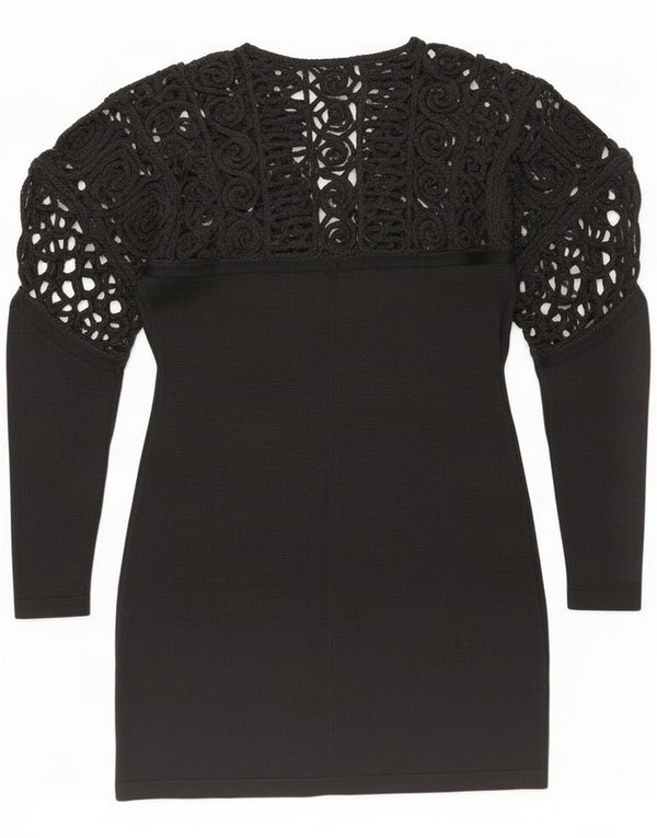 Ernestina Cerini ženski heklani kardigan džemper UK 10 Small Black