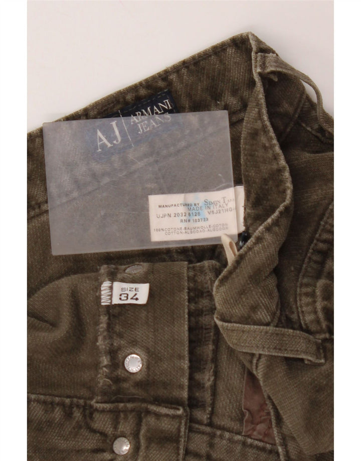 ARMANI Muške ravne ležerne hlače W34 L29 kaki pamuk