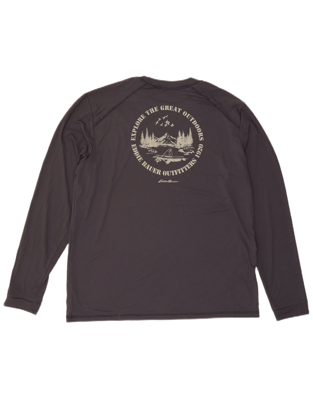 EDDIE BAUER Muška majica dugih rukava s grafikom XL sivi poliester