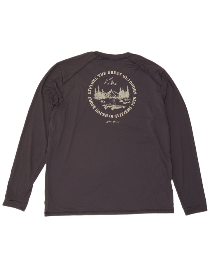 EDDIE BAUER Muška majica dugih rukava s grafikom XL sivi poliester
