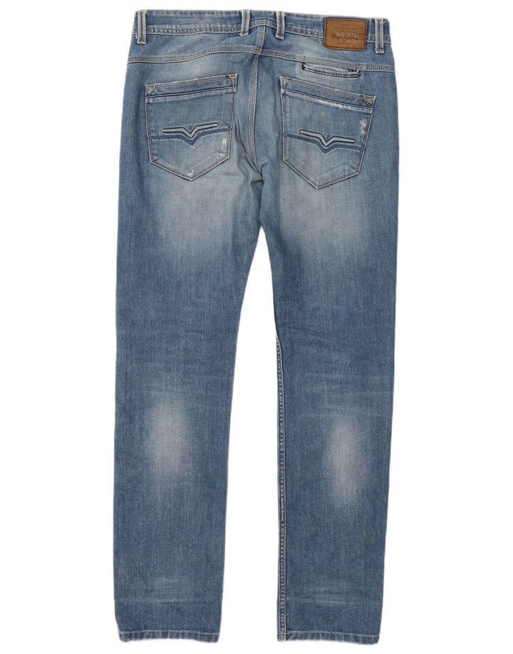 PEPE Jeans Ženske uske traperice s oštećenim izgledom W34 L34 Plavi pamuk