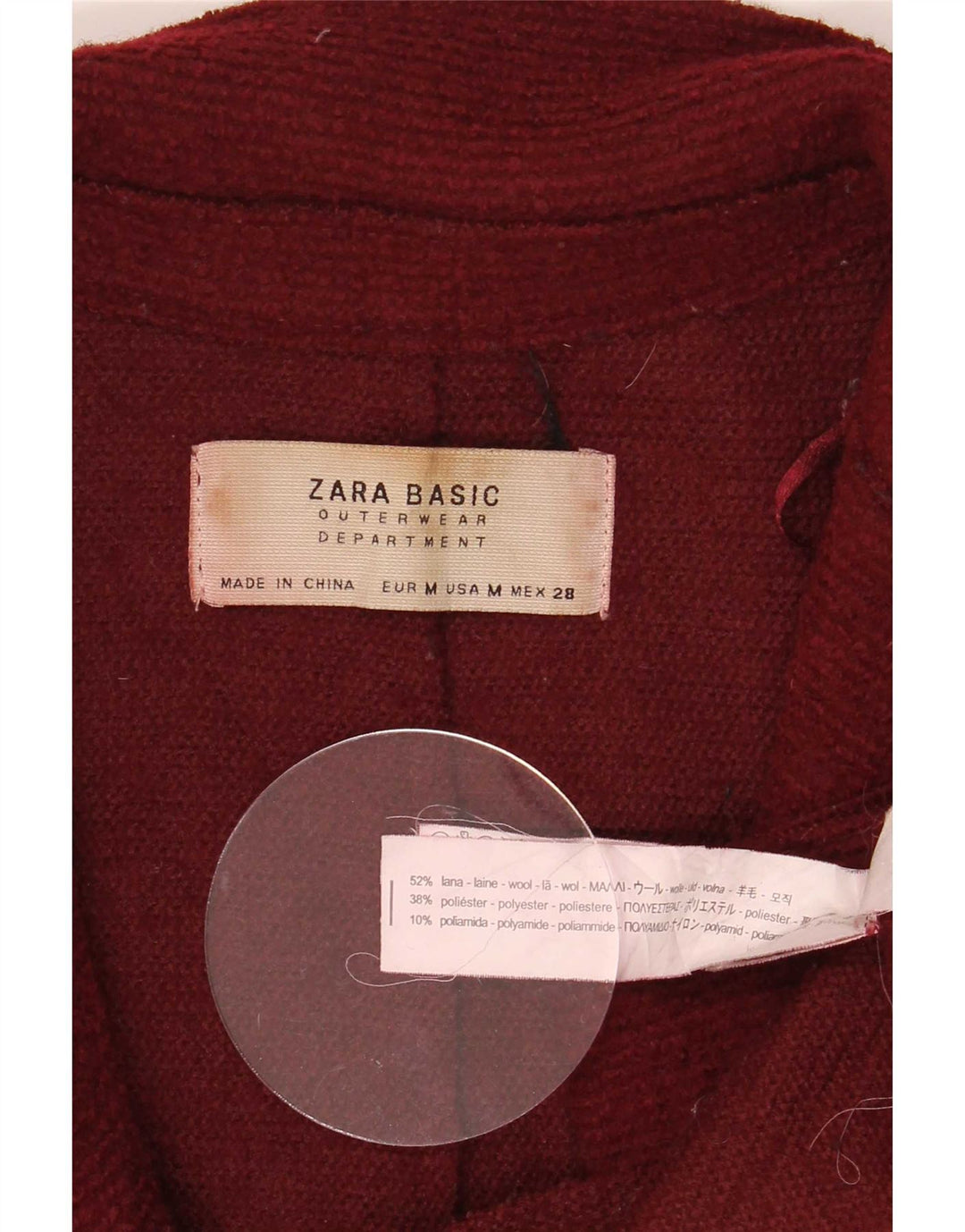 Zara ženski kaput UK 14 srednje crvene vune