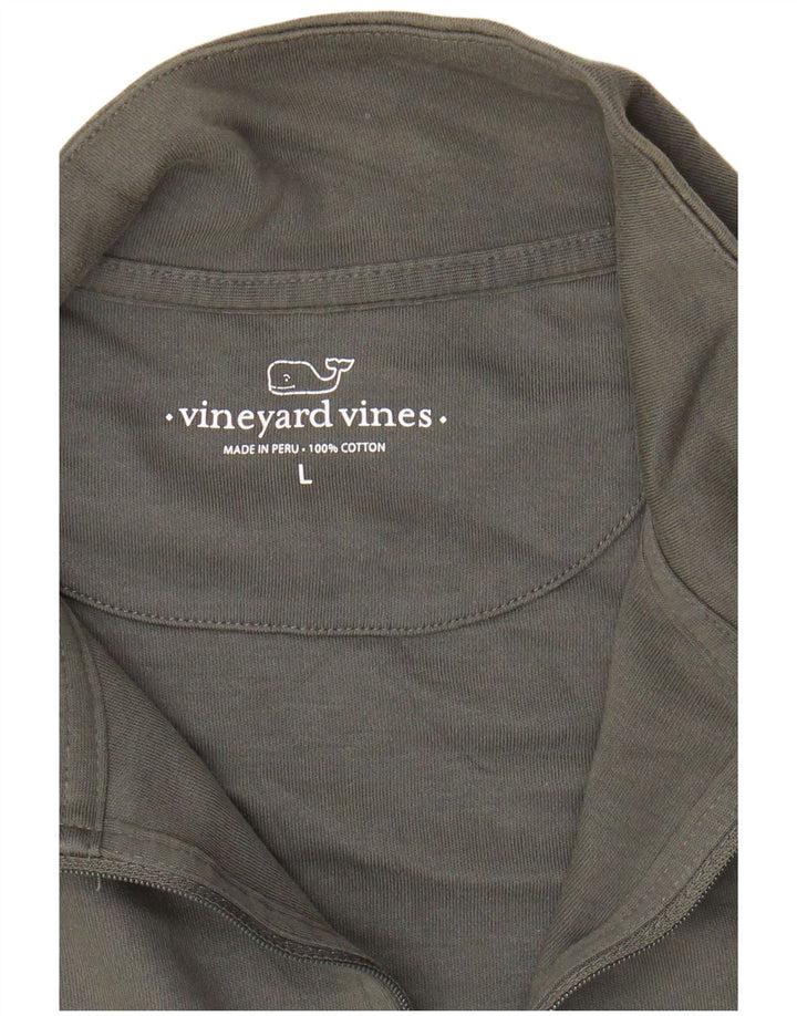 VINEYARD VINES Muška majica s izrezom s patentnim zatvaračem, velika siva