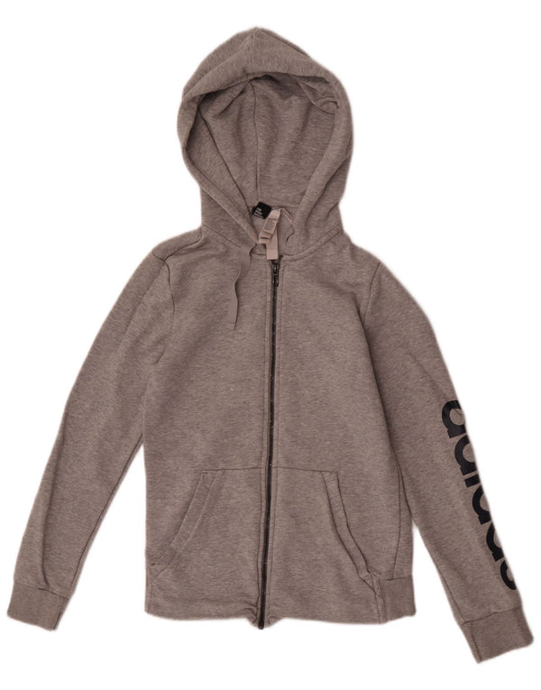 Adidas ženski džemper s kapuljačom s patentnim zatvaračem UK 8/10 mali sivi pamuk