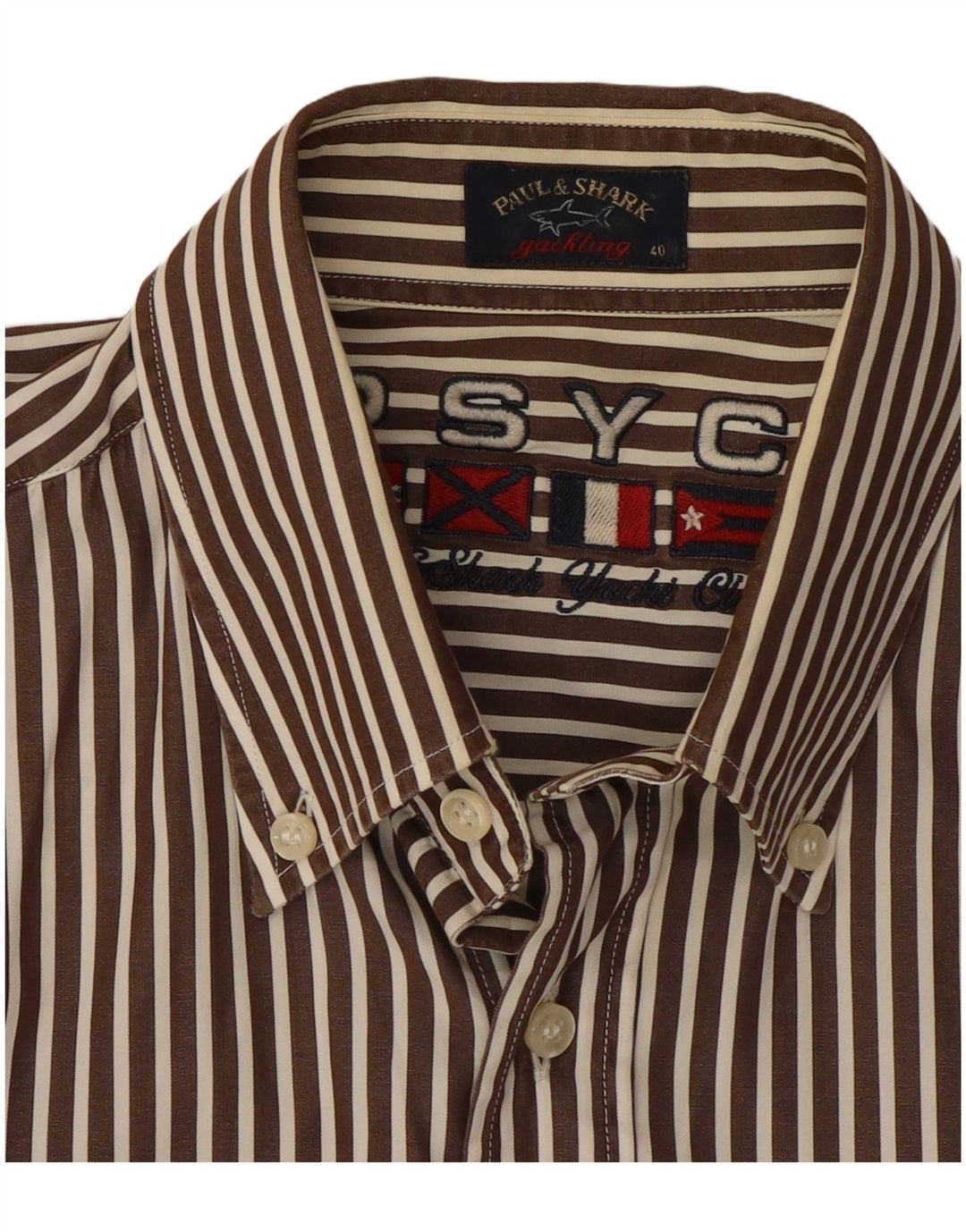 Paul & Shark muška košulja, veličina 40, pamuk na srednje smeđe pruge