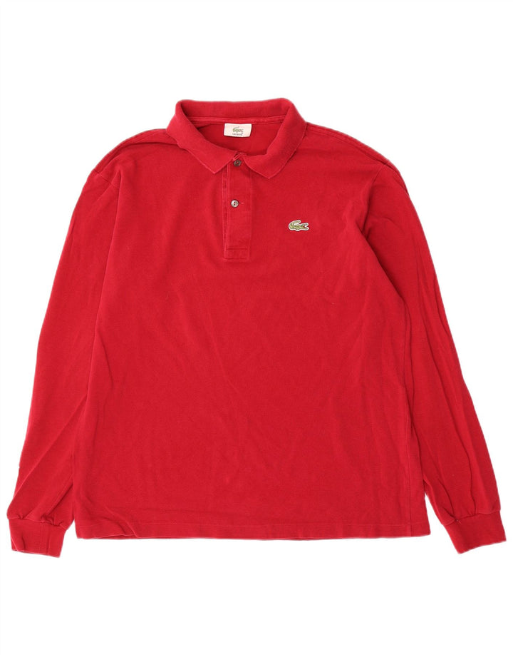 Lacoste muška polo majica dugih rukava, veličina 4, srednje crveni pamuk