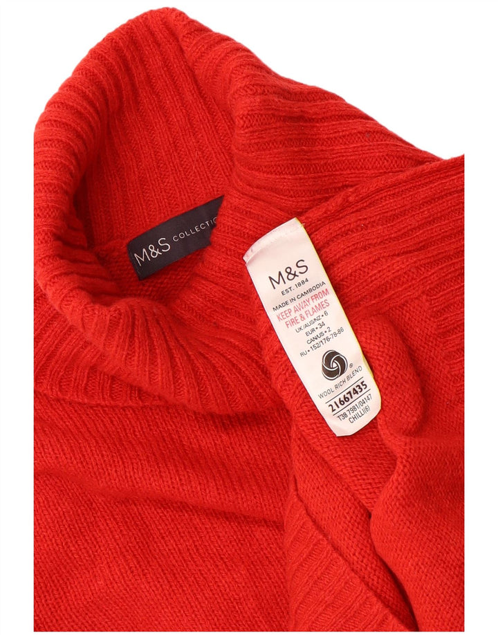Marks & Spencer ženski džemper s rol izrezom UK 6 XS Crvena vuna