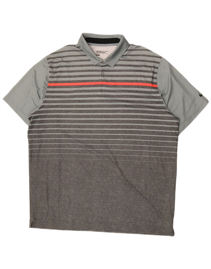 Nike muška Dri Fit polo majica 2XL sivi prugasti poliester