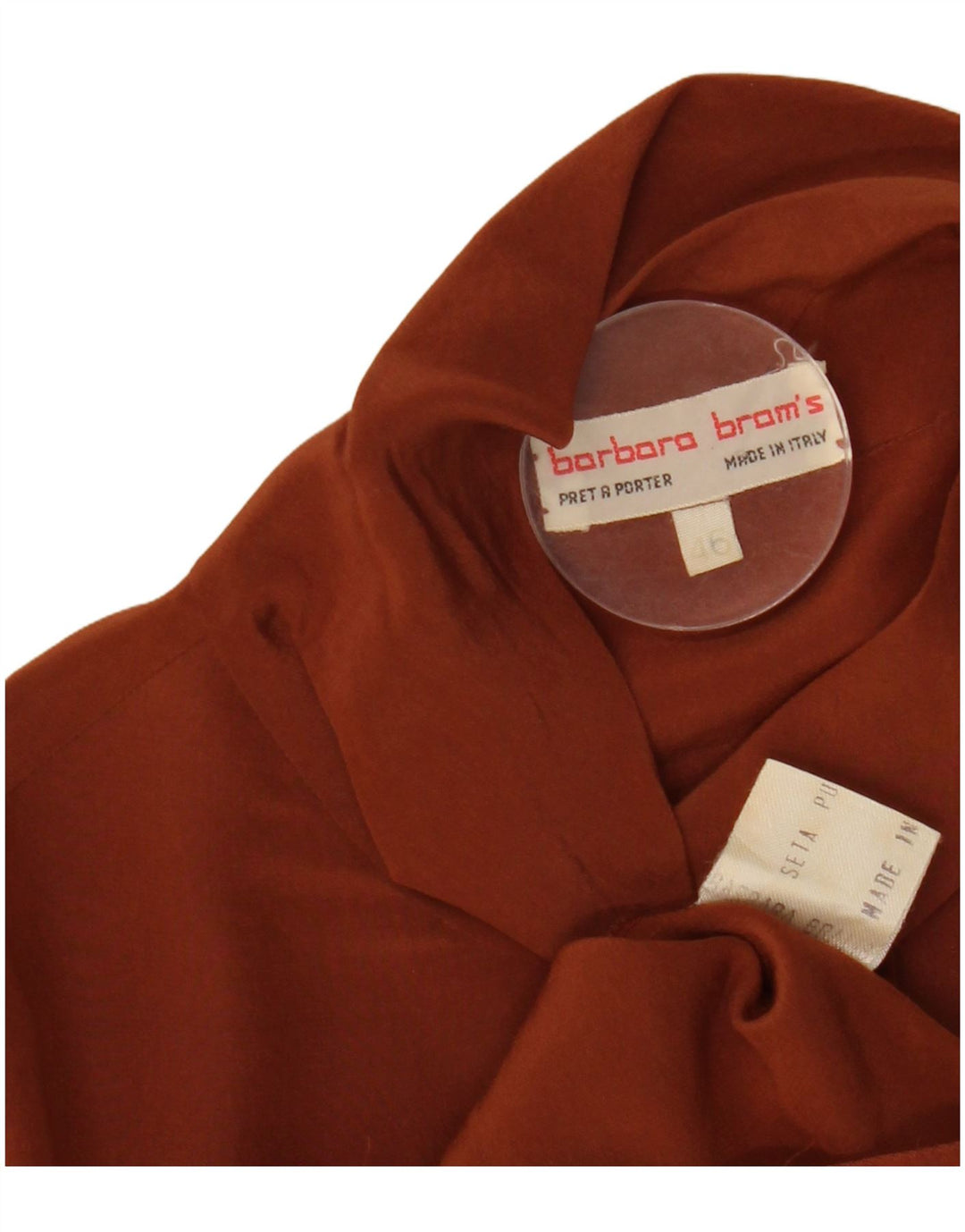 Vintage ženska majica dugih rukava IT 46 velika smeđa svila