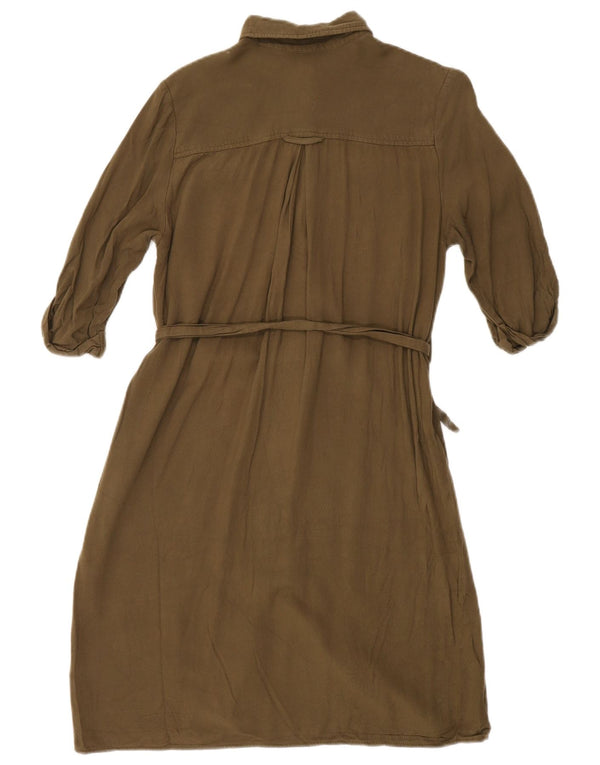 TOPSHOP Ženska prevelika košulja haljina 3/4 rukava UK 10 Mala kaki viskoza